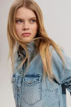 Джинсовая рубашка блузка H&M, синий