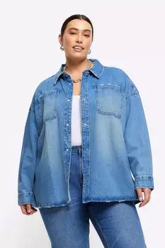 Джинсовая рубашка бойфренда Curve River Island, синий