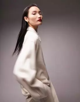 Джинсовая рубашка большого размера цета бежевого цвета Topshop