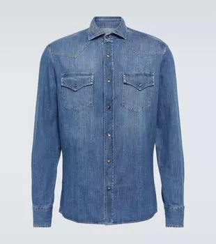 Джинсовая рубашка Brunello Cucinelli, синий
