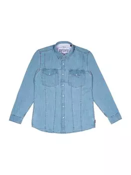Джинсовая рубашка Checker Regular fit Button Up Shirt Dynasty Denim, светло-синий
