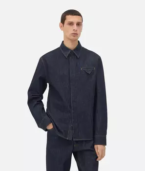 Джинсовая рубашка цвета индиго Bottega Veneta