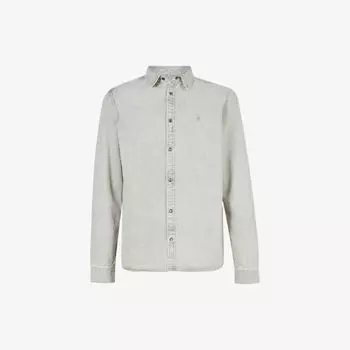 Джинсовая рубашка Gleason с вышитым логотипом Allsaints, серый