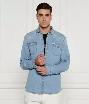 Джинсовая рубашка GUESS Slim Fit, небесно-голубой