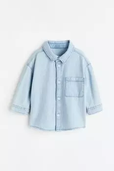 Джинсовая рубашка H&amp;M, светло-голубой деним