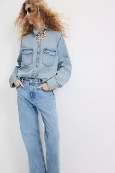 Джинсовая рубашка H&M, синий
