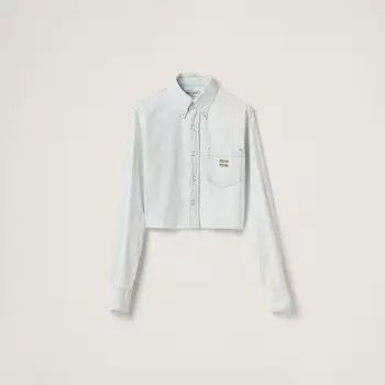 Джинсовая рубашка из шамбре Miu Miu, голубой