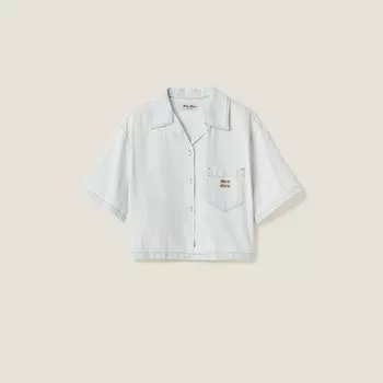 Джинсовая рубашка из шамбре Miu Miu, голубой