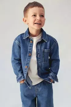 Джинсовая рубашка из смеси хлопка H&M, синий