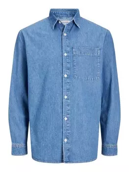 Джинсовая рубашка JACK & JONES Regular fit Button Up Shirt JJICreek, синий деним