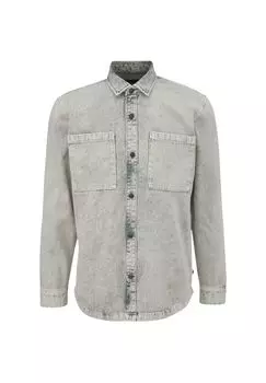 Джинсовая рубашка, комфортная посадка, длинные рукава, воротник Кент, мужская QS, цвет 91y2 Grey/ Black