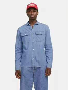 Джинсовая рубашка комфортного кроя Jack&Jones, синий