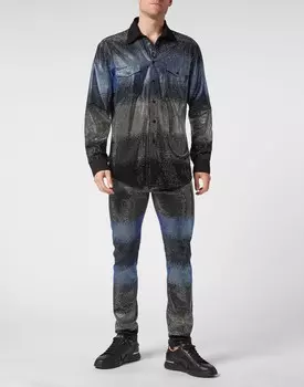 Джинсовая рубашка Кристалл Philipp Plein, цвет Dark Night