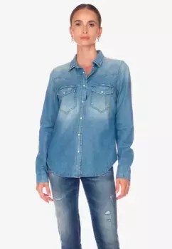 Джинсовая рубашка Le Temps Des Cerises "JUANITA" с классическим воротником, синий