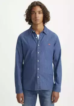 Джинсовая рубашка Levi's "BATTERY HM SHIRT SLIM" с логотипом на груди, синий