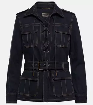 Джинсовая рубашка на шнуровке SAINT LAURENT, синий