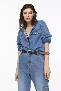 Джинсовая рубашка облегающего кроя H&amp;M, синий деним
