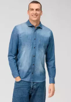 Джинсовая рубашка OLYMP "Повседневная", синий