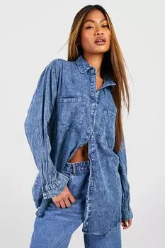 Джинсовая рубашка оверсайз Boohoo, синий