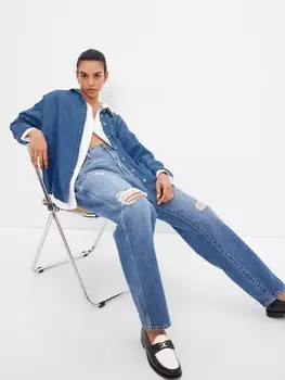 Джинсовая рубашка оверсайз Gap, синий