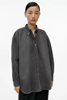 Джинсовая рубашка оверсайз H&M, черный