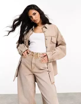 Джинсовая рубашка оверсайз кислотно-коричневого цвета ASOS Weekend Collective