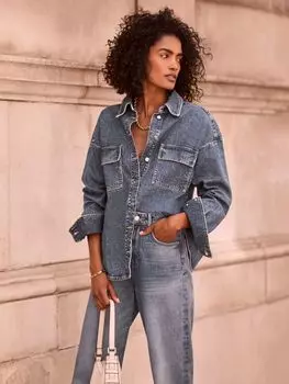 Джинсовая рубашка оверсайз Mint Velvet, синий