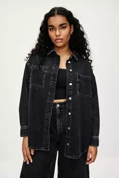 Джинсовая рубашка оверсайз Next, черный