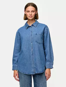Джинсовая рубашка оверсайз Pieces, синий
