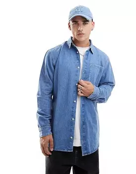 Джинсовая рубашка оверсайз синего цвета Jack & Jones