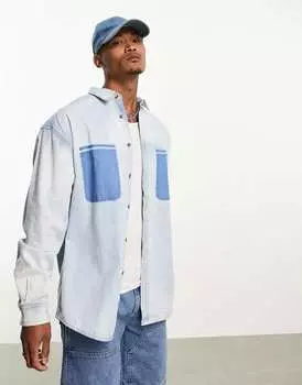 Джинсовая рубашка оверсайз со съемными карманами в стиле 90-х ASOS DESIGN