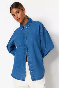 Джинсовая рубашка оверсайз Trendyol, синий