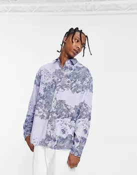 Джинсовая рубашка оверсайз в стиле 90-х с цветочным принтом ASOS DESIGN