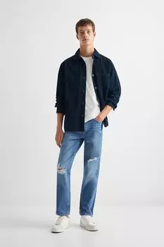 Джинсовая рубашка Panita с нагрудными карманами Mango, синий