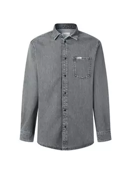 Джинсовая рубашка Pepe Jeans Regular fit Button Up Shirt PORTER, серый деним