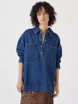 Джинсовая рубашка-пуловер HUSH, синий