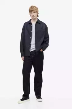 Джинсовая рубашка-рубашка стандартного кроя H&M, синий