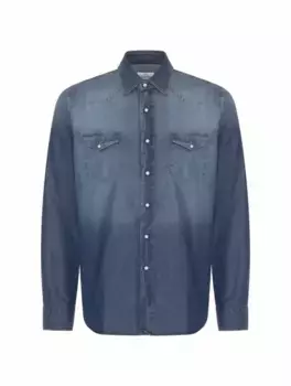 Джинсовая рубашка с эффектом потертости Alessandro Gherardi, синий