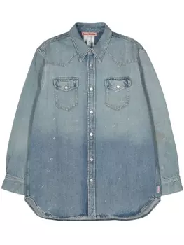 Джинсовая рубашка с эффектом разбрызганной краски Acne Studios, синий