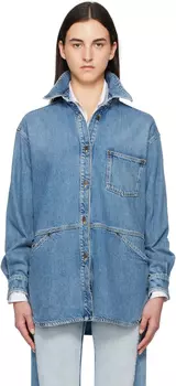 Джинсовая рубашка с эмблемой Laurel Crown Moschino, синий