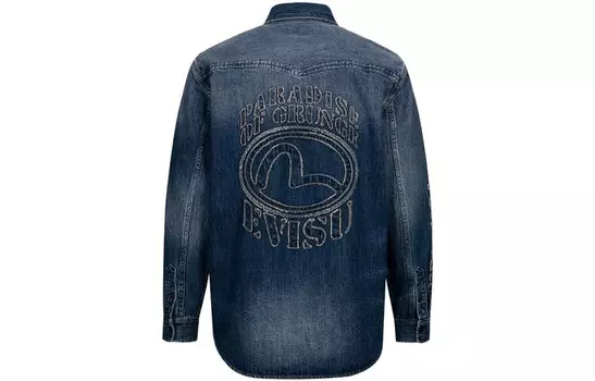 Джинсовая рубашка с аппликацией Evisu, синий