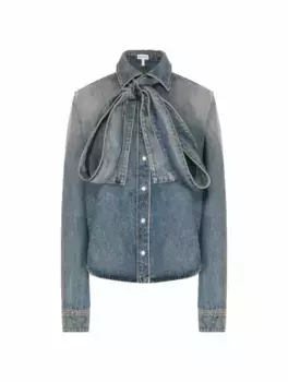 Джинсовая рубашка с бантом Loewe, синий
