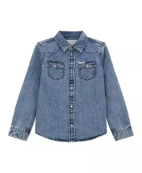 Джинсовая рубашка с длинным рукавом Big Boy Guess, синий