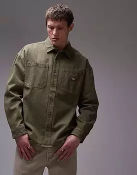 Джинсовая рубашка с длинным рукавом Dickies Houston цвета хаки