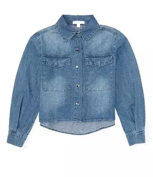 Джинсовая рубашка с длинными рукавами GB для больших девочек 7–16 лет, синий