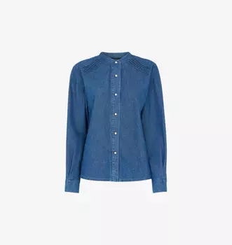 Джинсовая рубашка с длинными рукавами и защипами спереди Whistles, синий