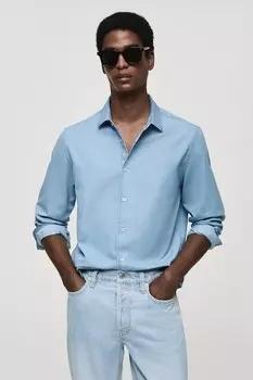 Джинсовая рубашка с длинными рукавами Mango, пастельно-синий