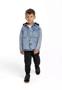 Джинсовая рубашка с флисовым капюшоном Minoti, синий