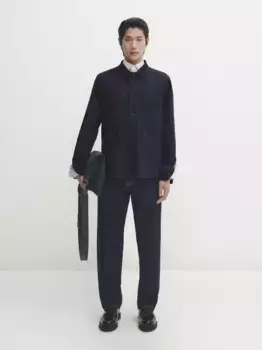 Джинсовая рубашка с карманами Massimo Dutti, синий