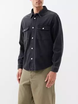 Джинсовая рубашка с карманами на клапанах FRAME, черный